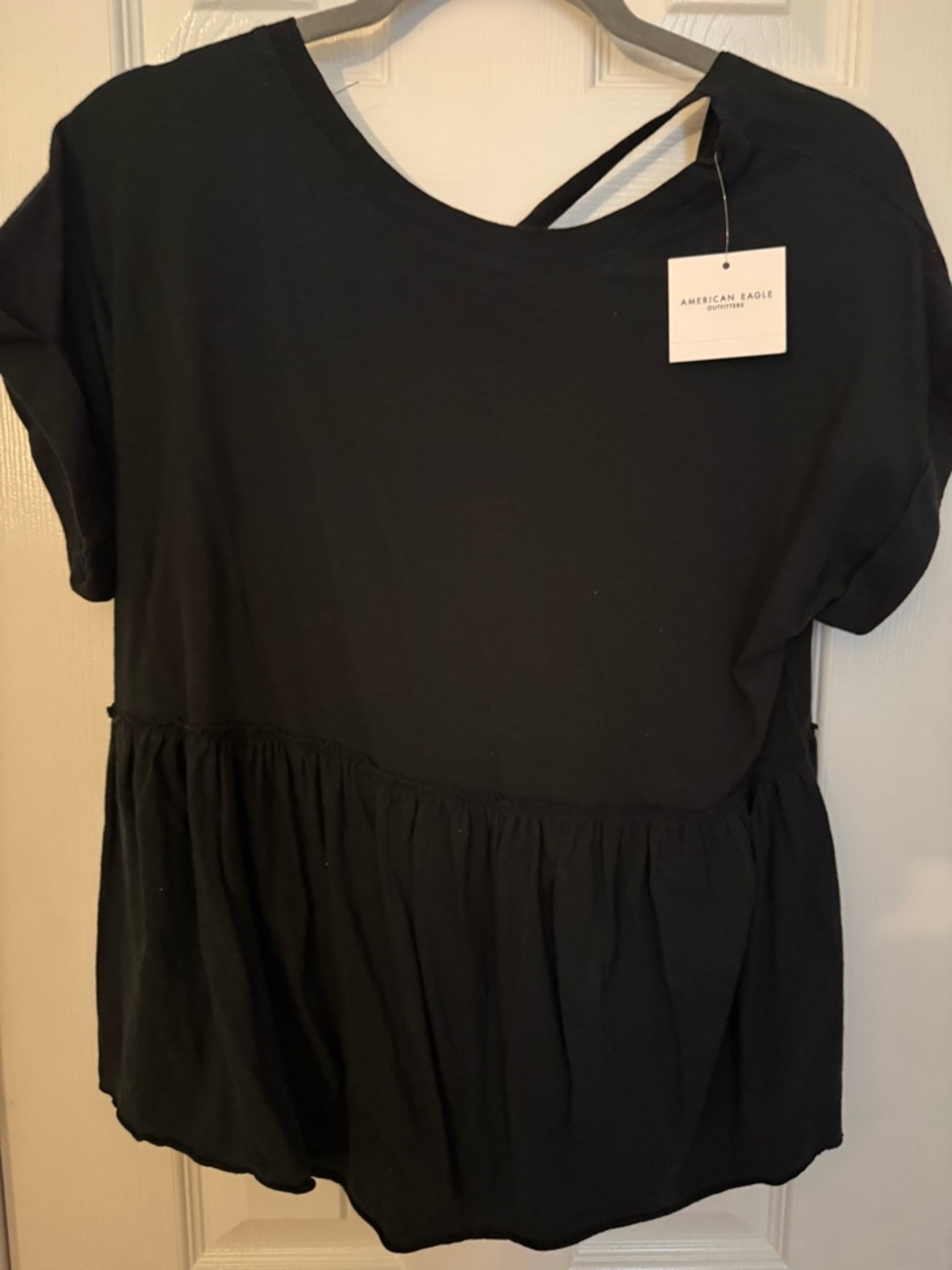 NWT American eagle peplum blouse, size medium, black